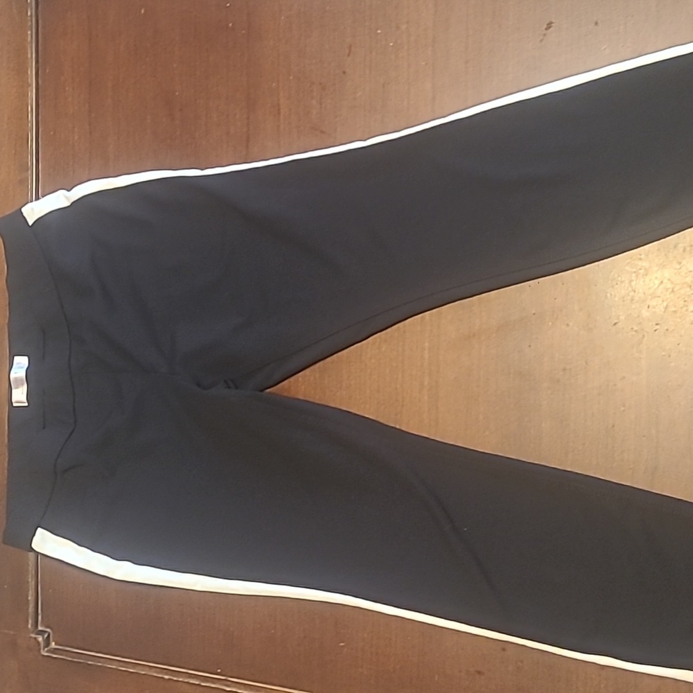 Black jeggings with white stripe